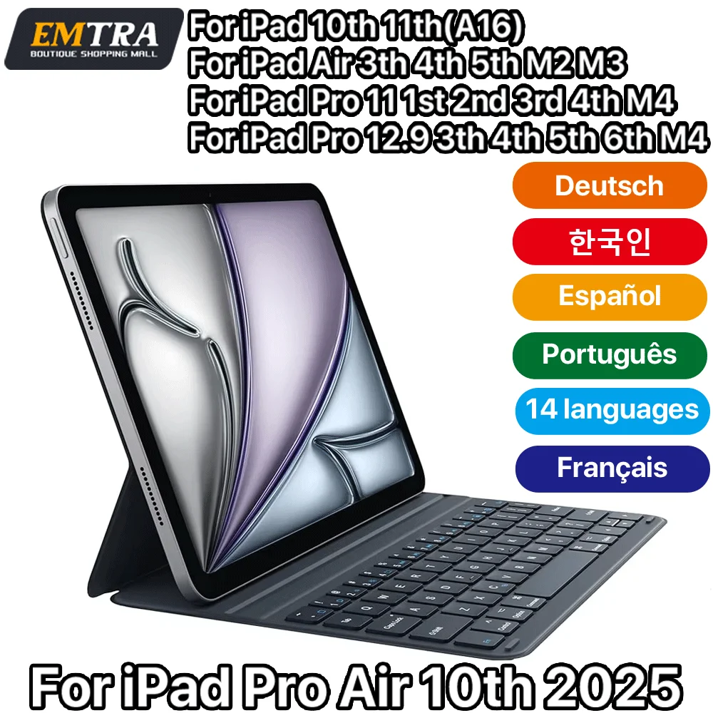 

Волшебная магнитная клавиатура для iPad 11th 10 2025 Air Pro 11 13 12,9 10,9 дюймов Bluetooth-клавиатура Беспроводной портативный чехол-подставка
