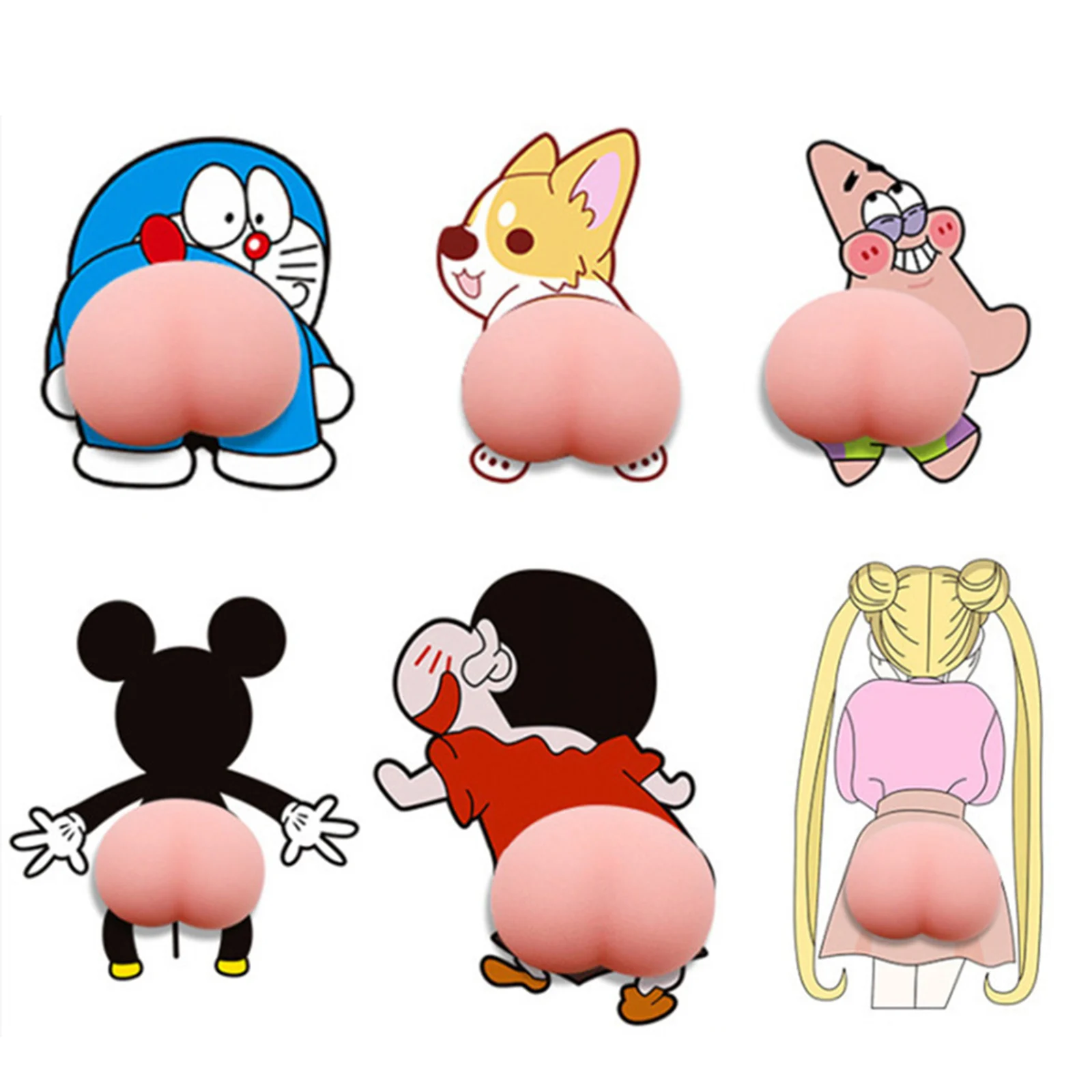 

Cartoon Cute Butt Car Door Anti-collision Rubber Strip Sticker Silicone Car Side Rearview Mirror Bumper Stickers Auto Decoration