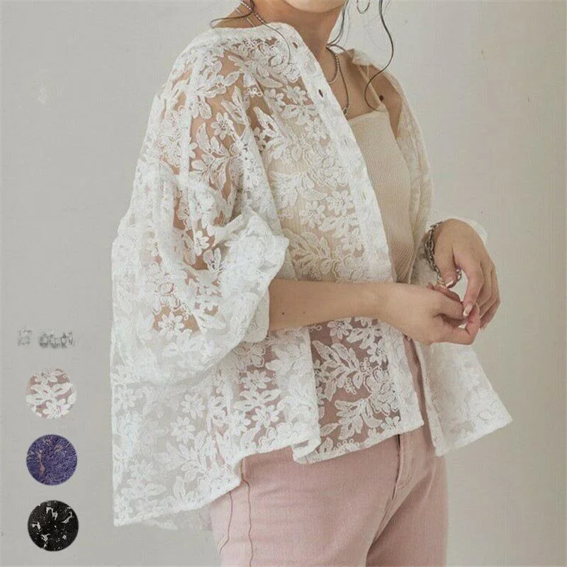 

Women's Long Lantern Sve irt with Lace Detailing Commute Sle Pure Color Other 00% Fabric Open Cardigan Winter Collection