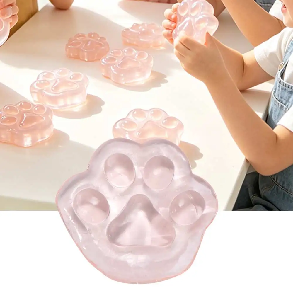 Sensory Transparent Squeeze Fidget Sparkling Transparent Cat Claw Reliever Realistic Mini Cute Sensory