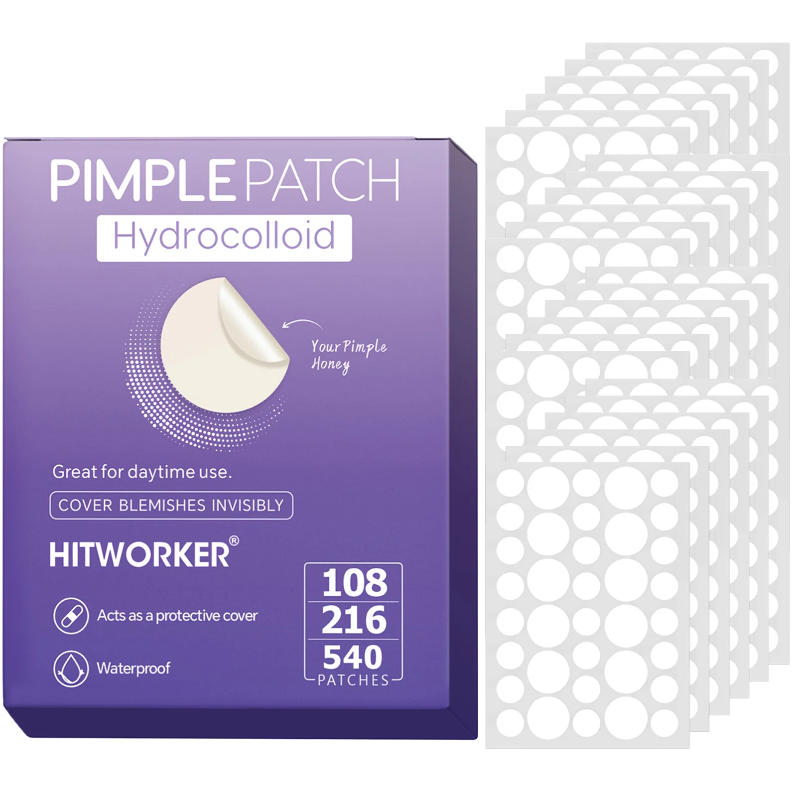 540/216/108pcs/box Invisible Acne Patch Set - Deep Cleaning High-Quality Water-Based Acne Stickers, Gentle and Skin Friendly