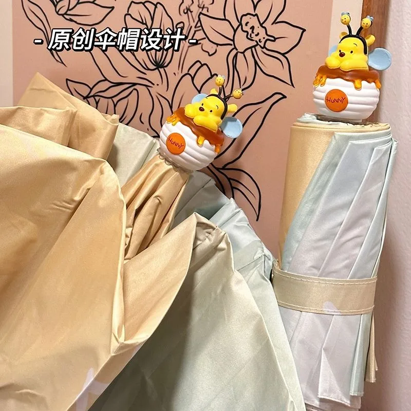 ディズニー ウィニー ベア かわいい漫画の女の子 デュアルユース 学生 晴れの日も雨の日も 全自動高精度傘