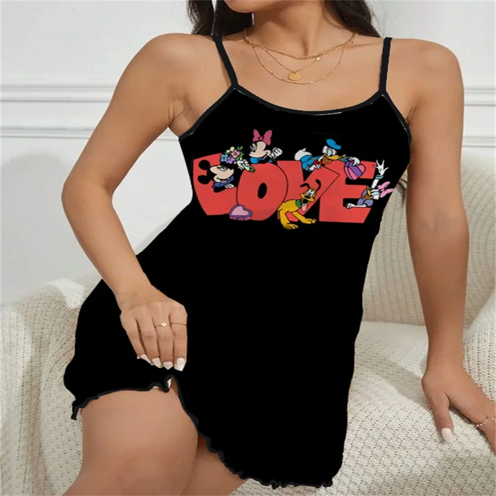 2024 Summer Sleeveless Women's Sleepwear Sexy Charming Female Summer Dress Cartoon Pattern Print Suspender Nightwear for Women