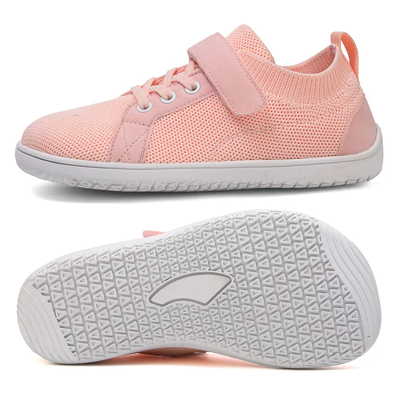 Kids Barefoot Sneakers Cross-Trainer Boys Girls Wide Toe Box Wide Breathable Zero Drop Sole Casual Knitting Soft Walking Shoes