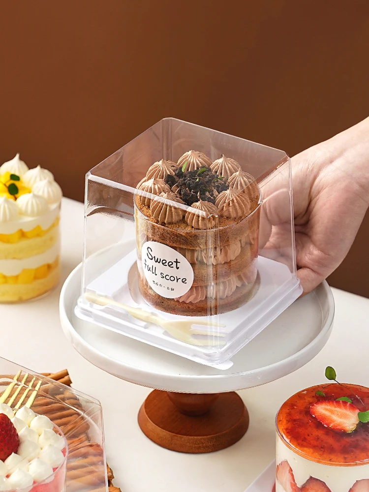 Caja Redonda Transparente de 2 Puadas para Pasteles, Caja Pequeña para Empacar Pasteles, Vasito para Mousse, Caja para Empa...