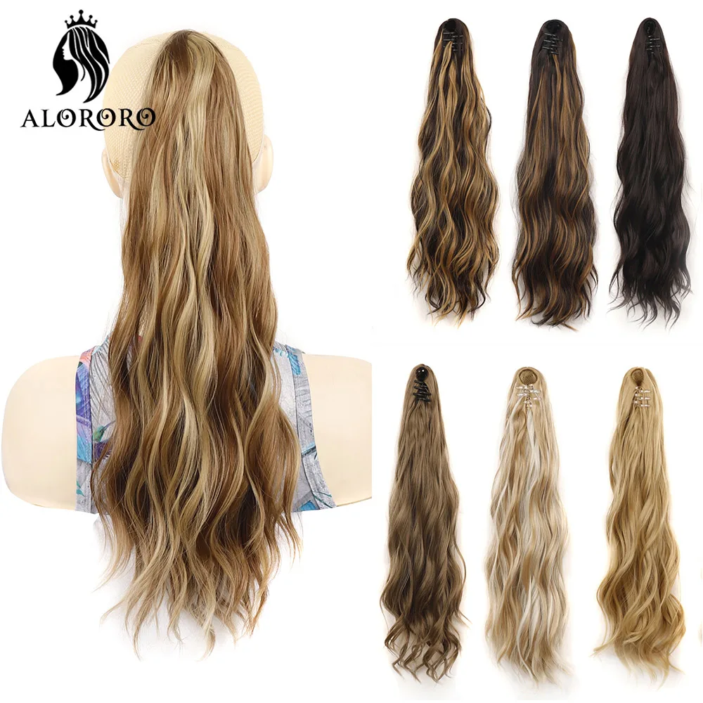 

Alororo 22Inch Synthetic Curly Wavy Claw Clip In Ponytail Hair Extensions Ponytail Braid Hair For Women Pony Tail Hair Hairpiece