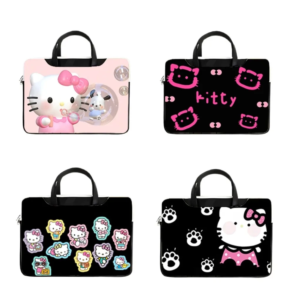 

Anime Peripheral Hello Kitty Laptop Bag Disney Stitch Cute Large Capacity PU Waterproof Cartoon Handbag 13 14 15 16 Inch Gift