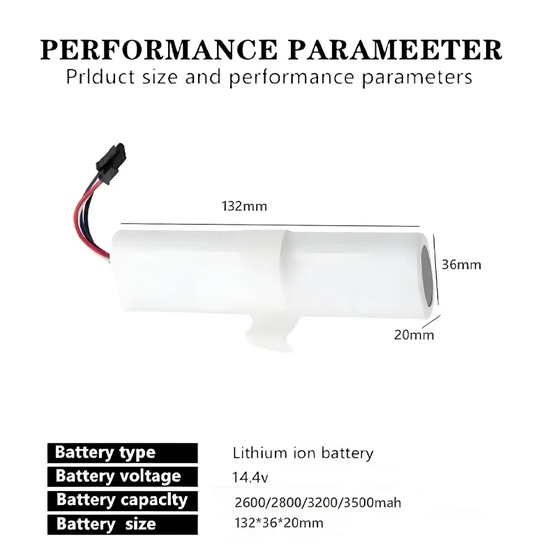 ♥️ بطارية بديلة P2026-4S1P-MMBK لـ Xiaomi 2C XMSTJQR2C Trover RLS3، حزمة بطارية ليثيوم أيون 14.4 فولت 3200 مللي أمبير في الساعة لمكنسة الروبوت #3