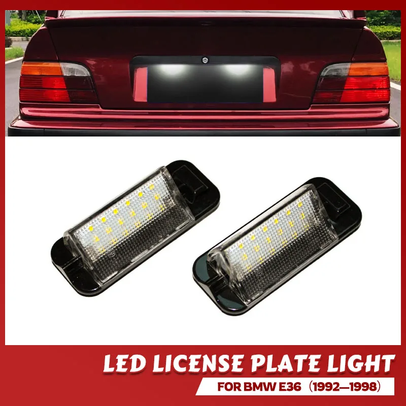 Do BMW E36 Led Oświetlenie tablicy rejestracyjnej 18SMD Białe 12v Żarówki do tablicy rejestracyjnej Do BMW E36 318i 318is 318ti 325i M3 1992-1998