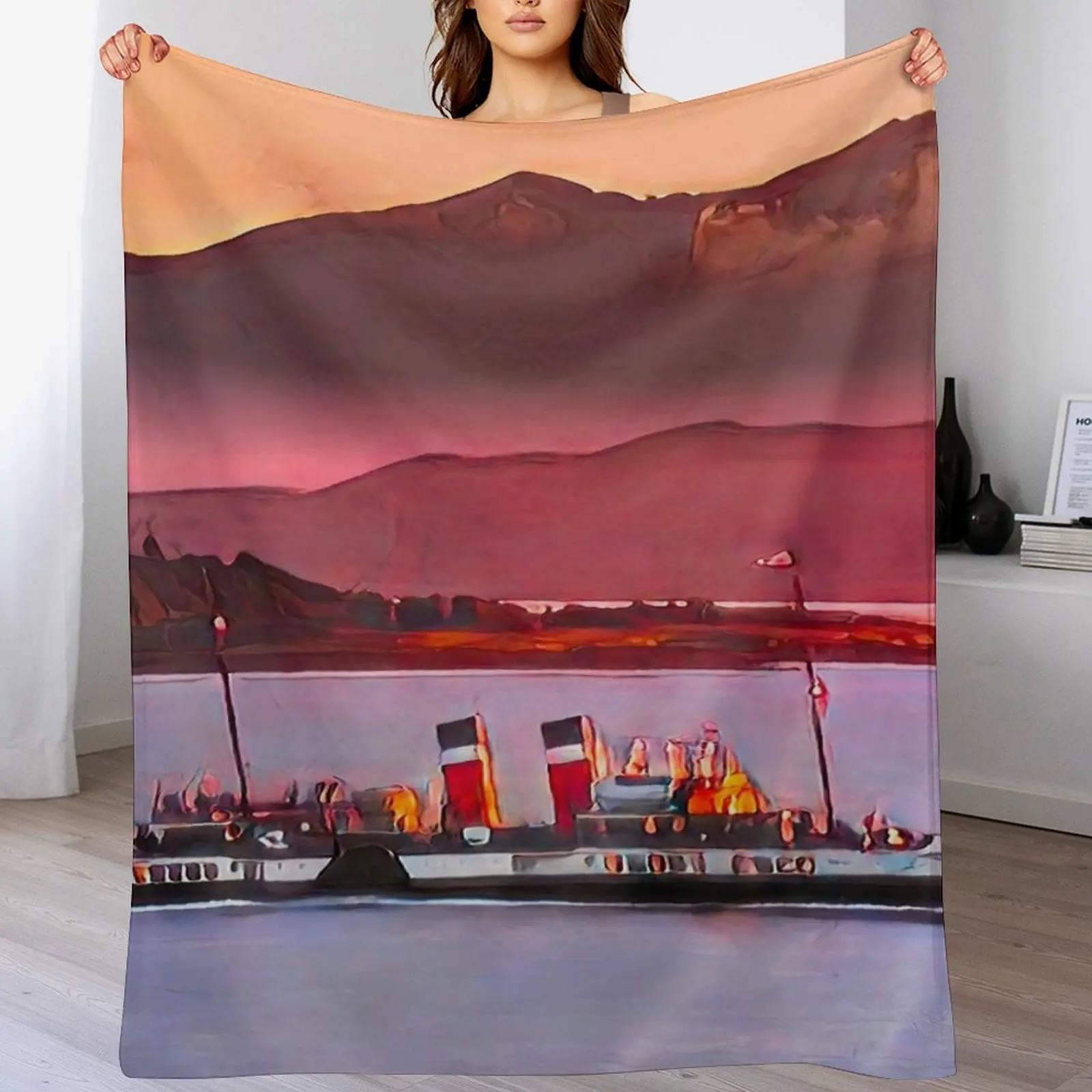 PS Waverley Sailing Up The Clyde Throw Blanket Custom Polar Blankets