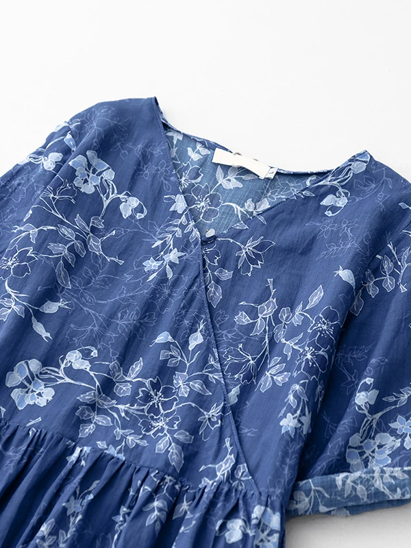 Blue Floral Print Midi Skirt D - Midi Skirt Floral ulasan dan harga