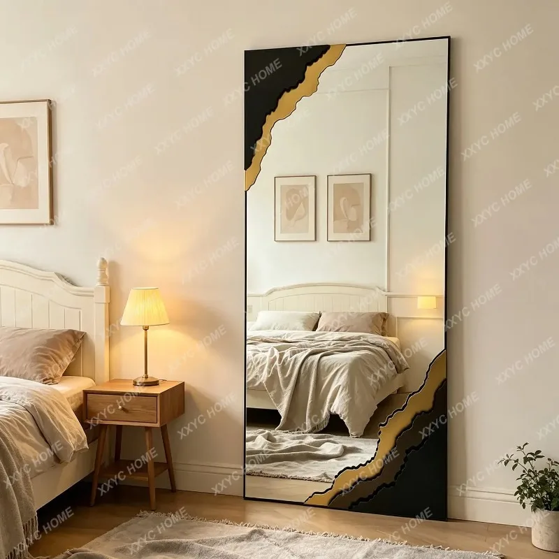 XXVintage Full Length Mirror French Retro Floor Mirror for Bedroom, Square Dressing Mirror for Home