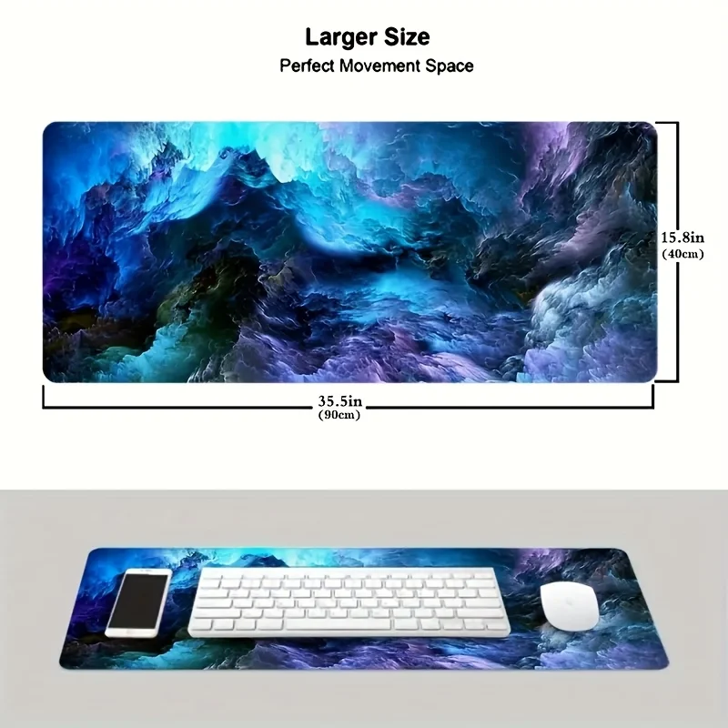 Galaxy Space Cloud XXL Gaming Mouse Pad Desk Mat Non-Slip Rubber Base Stitched Edges for PC Gaming Office