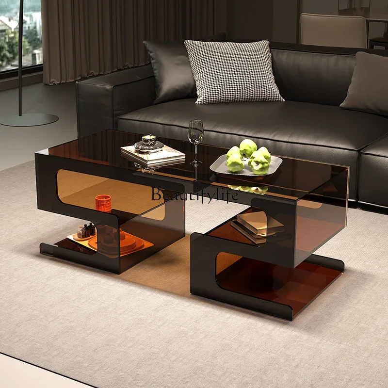 

56*Italian coffee table household small apartment living room geometric special-shaped light luxury