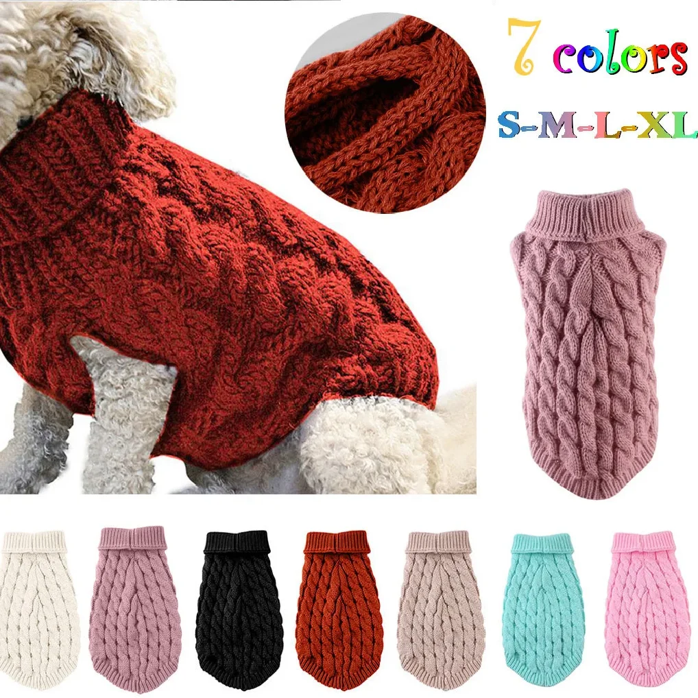 

New Pet Small Pet Dog Clothes Sweater Fashion Autumn Winter Solid Fried Dough Twists Knitting Warm Comfort Clothing