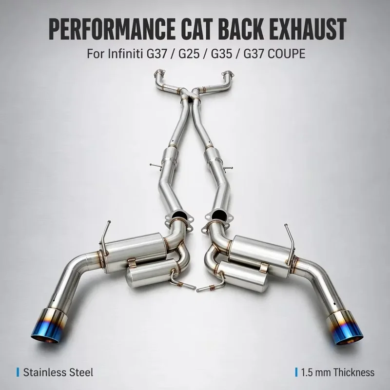 Perfectly Customized Performance Cat Back Exhaust Muffler Specifically Designed for Infiniti G37 /G25 /G35/G37 COUPE (Z-tube)