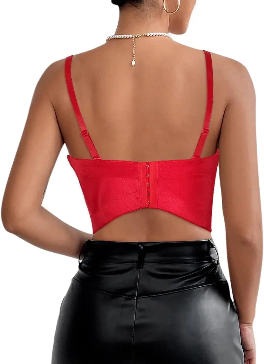 S-XXL Plus Size Lady Party diamentowy gorset z frędzlami dziewczyny Rhinestone klub nocny gorset Push Up Bralette kobiece Camis Lady krótki Top — zdjęcie 4