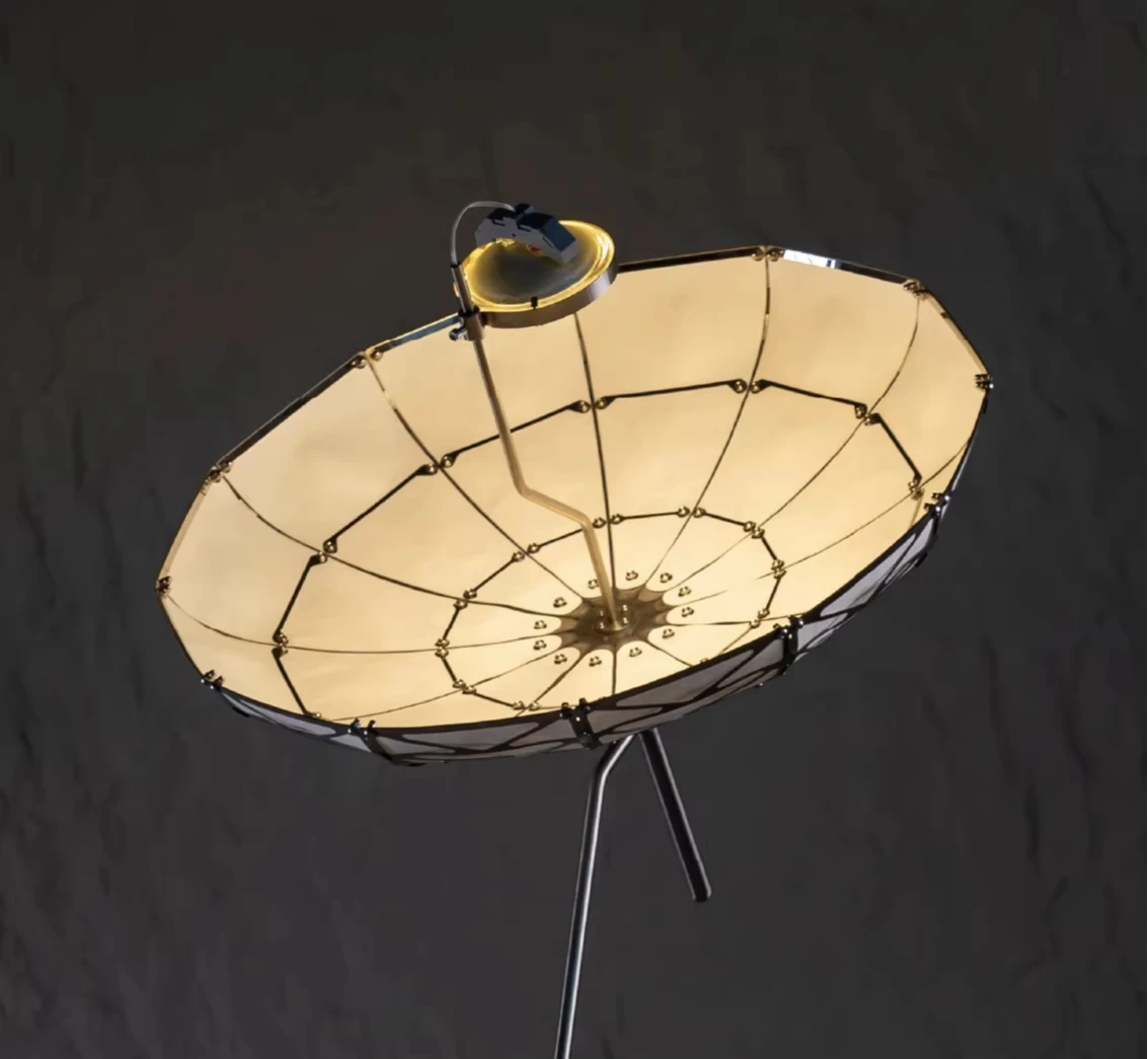 Floor lamp: Indoor living room, futuristic floor lamp, café, restaurant, shop, ambient light