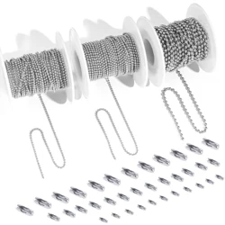 5 Meter Stainless Steel Ball Chains Necklace With 40pcs Connectors Clasps,Silver Bead Chain Sets for Necklace Hanging DIY Crafts