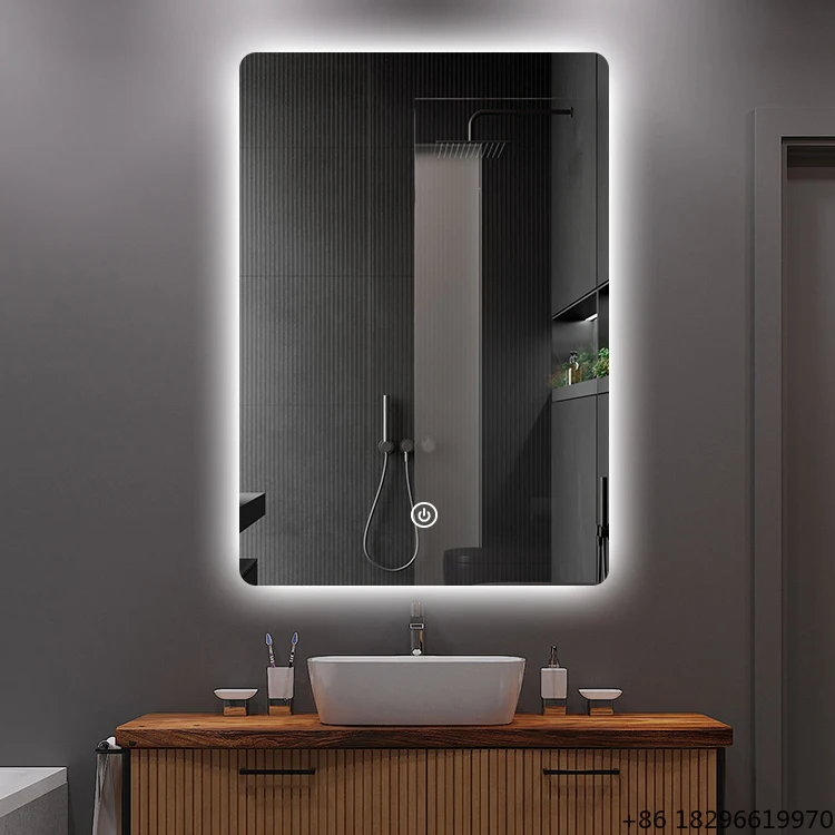 Custom Shape LED Smart Bathroom Mirror Touch Anti-Fog