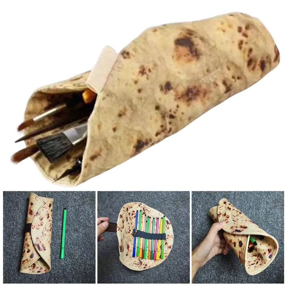 Useful Pencil Holder Soft Pencil Pouch Large Capacity Portable Tortilla Roll Design Pencil Case Holder  Keep Tidy