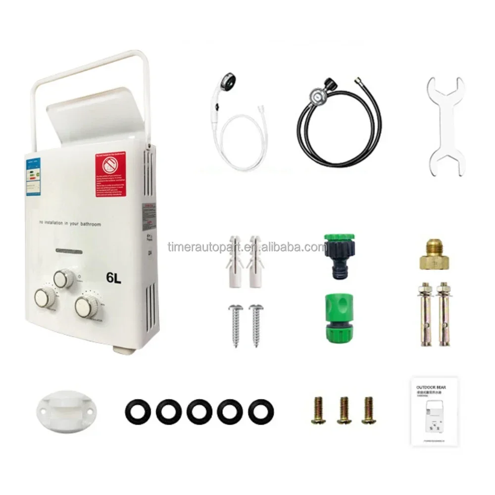 6L Gas Water Heater Portable Electric Hot Water Shower Water Heater For Outdoor Hiking Camping Tent