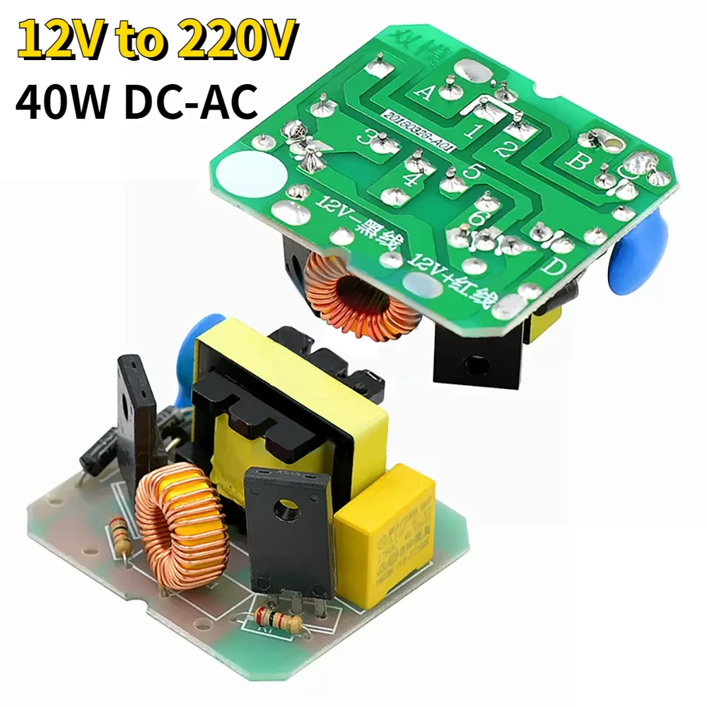 12V to 220V DC-AC Step UP Power Module 40W Boost Inverter Module Dual Channel Inverse Converter Booster Module Power Regulator
