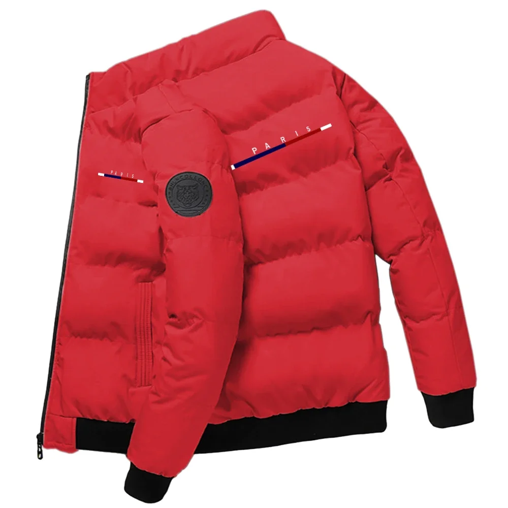 Spring and autumn new wind-proof warm men's casual cotton clothes, fashionable outdoor zipper letter print short men's coat