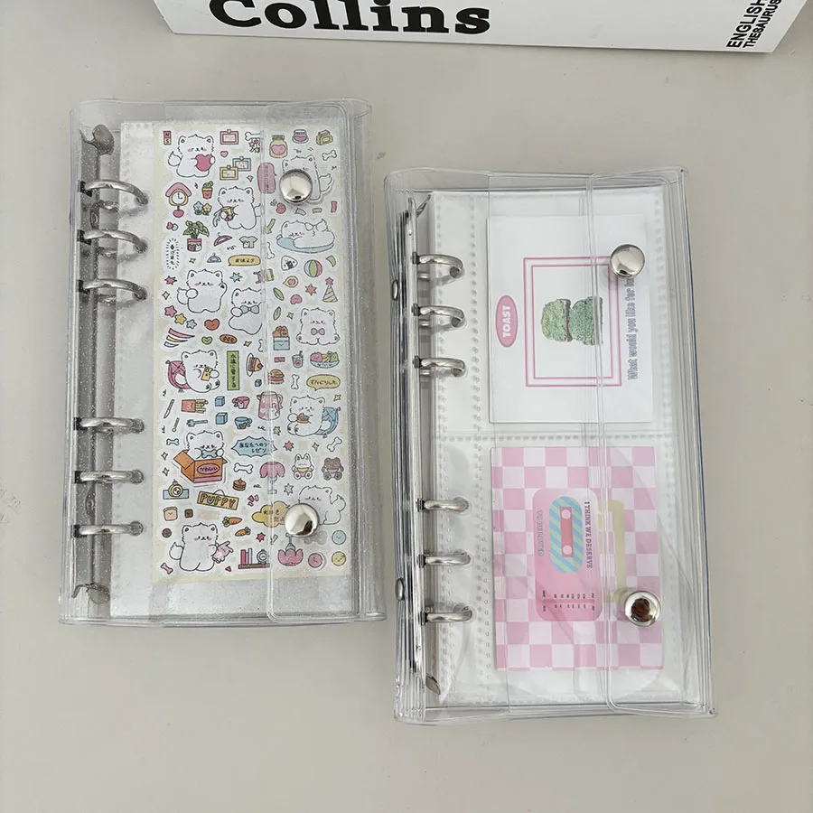 SKYSONIC A6 schmaler Einband für lose Blätter, 10 Stück, 1 Gitter, 2 Gitter, 7,6 cm große Aufbewahrungsbeutel, Postkarten, Binder, Sammelbuch-Organizer – Detail 6