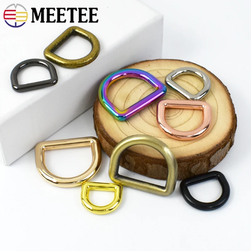 10Pcs Seamless Metal D Rings Buckles for Bags Purse Strap Pet Dog Collar Hardware Backpack Webbing Ring Clasp Sewing Accessories