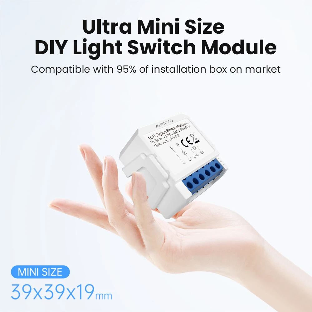 AVATTO Tuya ZigBee Smart Light Switch No Neutral Relay Module 1/2/3 Gang,AVATTO App Remote Control,Work with Alexa Google Home