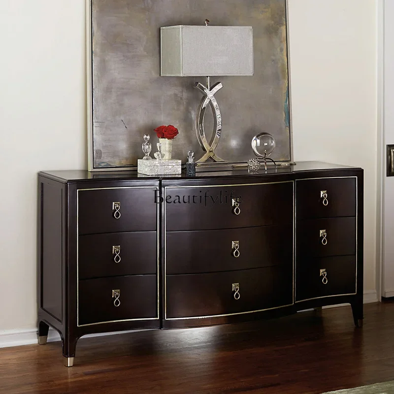 

ld 30American solid wood living room entrance decorative nine chest cabinet modern simple multi-functional storage cabinet
