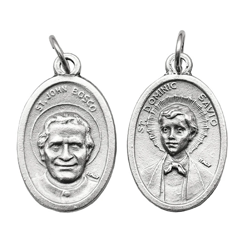 Fabricación de joyas católicas, dijes de San Dominic Savio Italia, medalla religiosa, regalo para pulsera, collar, colgante de aleación de Zinc, 2,2 cm