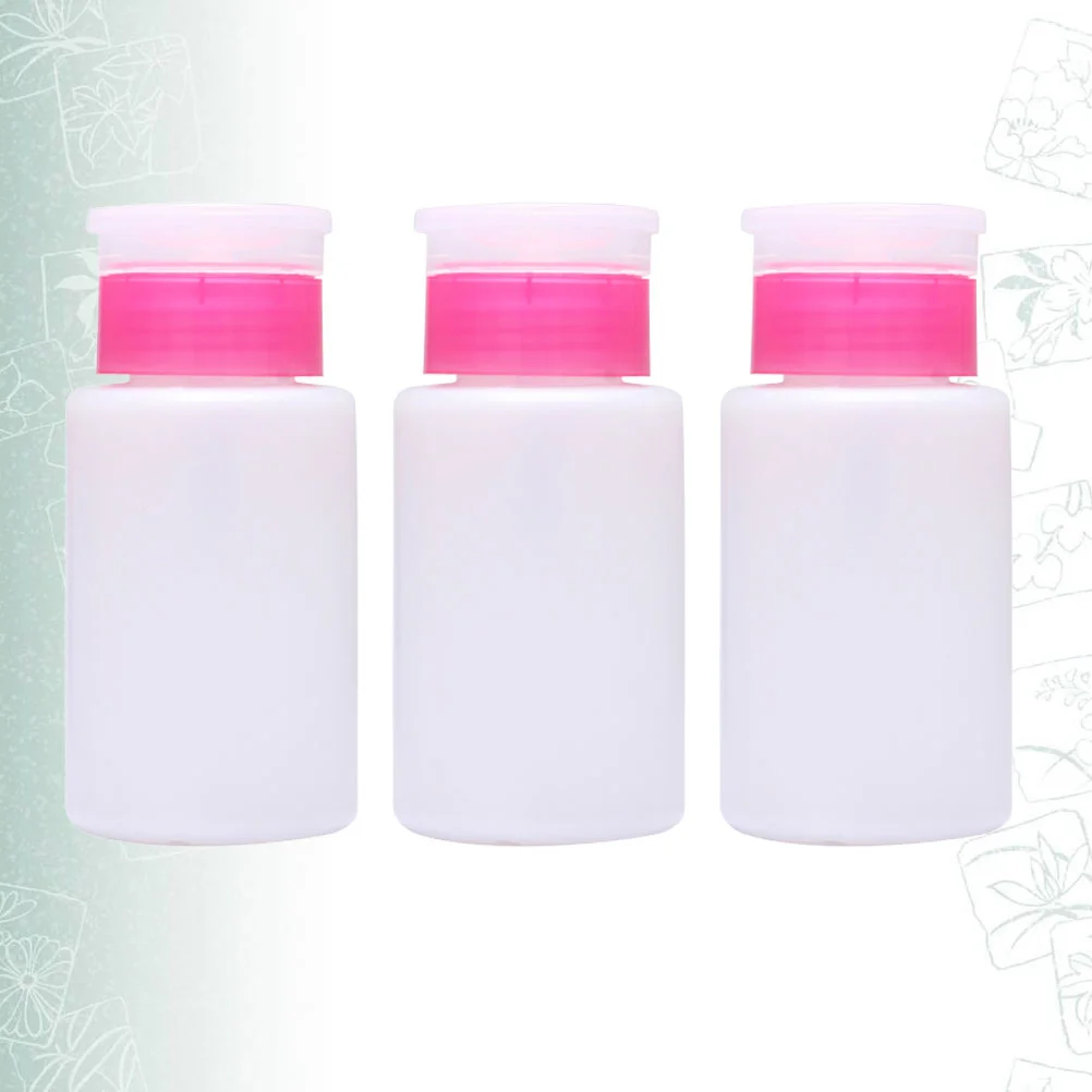 3 Stück 150 ml abschließbare Nagellackentferner-Flasche aus Kunststoff, Presspumpenbehälter, weiß, geeignet für Toner, Make-up-Entferner, Alkohol