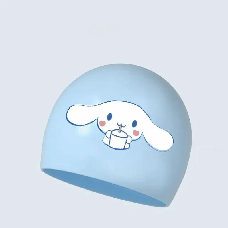 سانريو كورومي قبعة السباحة الصيف الكبار السباحة مقاوم للماء مرونة عالية هلام السيليكا غطاء رأس الكرتون أنيمي Kawaii نمط جديد قبعة