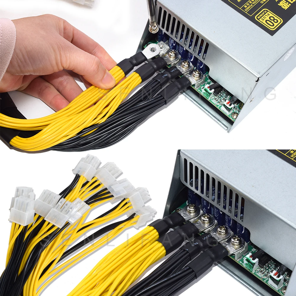 Imagem -06 - Divisor Cabo 6pin Pcie Conector de Alimentação para Bitmain Antminer Apw3 Apw3 Mais Apw Mais + Apw Psu l3 d3 Saída 1200w 1600w Fio 42cm