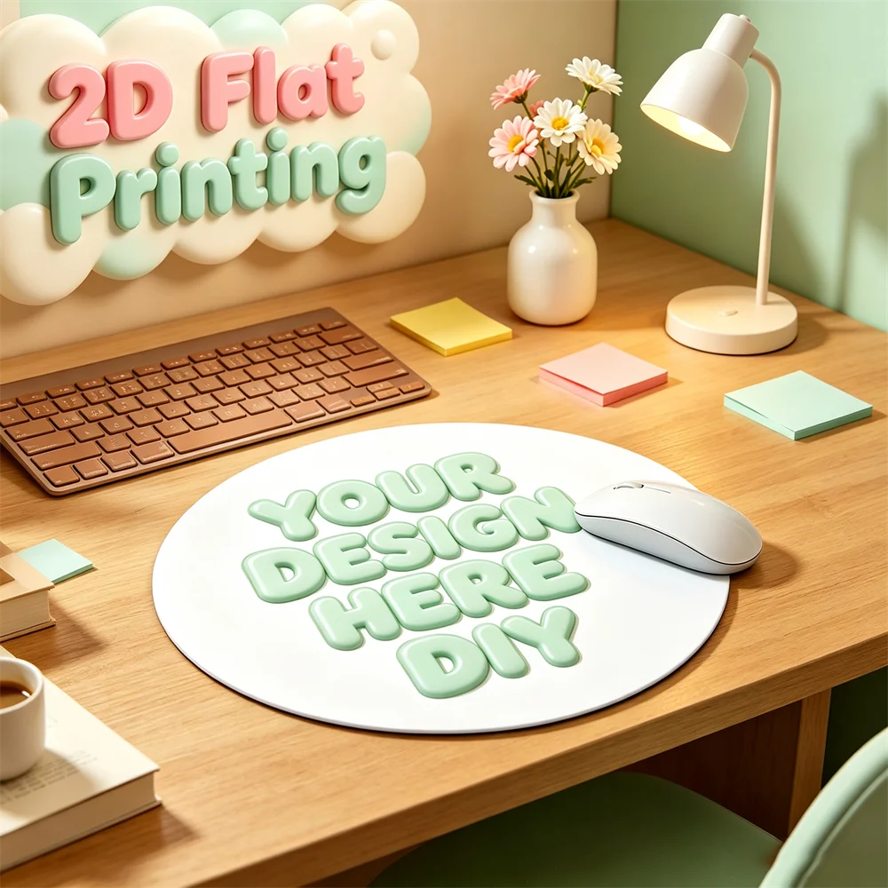 Custom Round Mouse Pad, Personalized Circular Desk Mat Printed with Your Photo & Text, Non-Slip Rubber Base