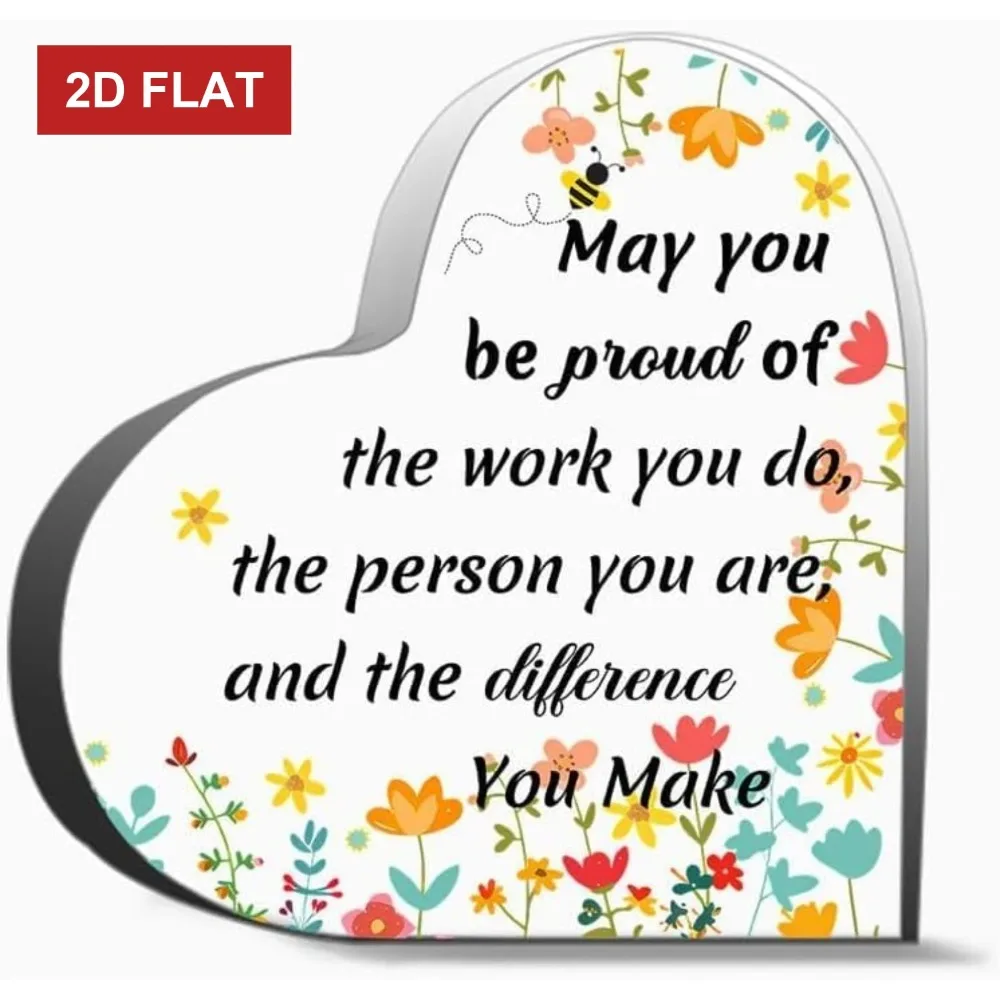 CIFBUY Metal Wall Art 2D Heart Glass Teacher Appreciation Gift Desktop Valentine's Christmas Present for Men Women Home Sign