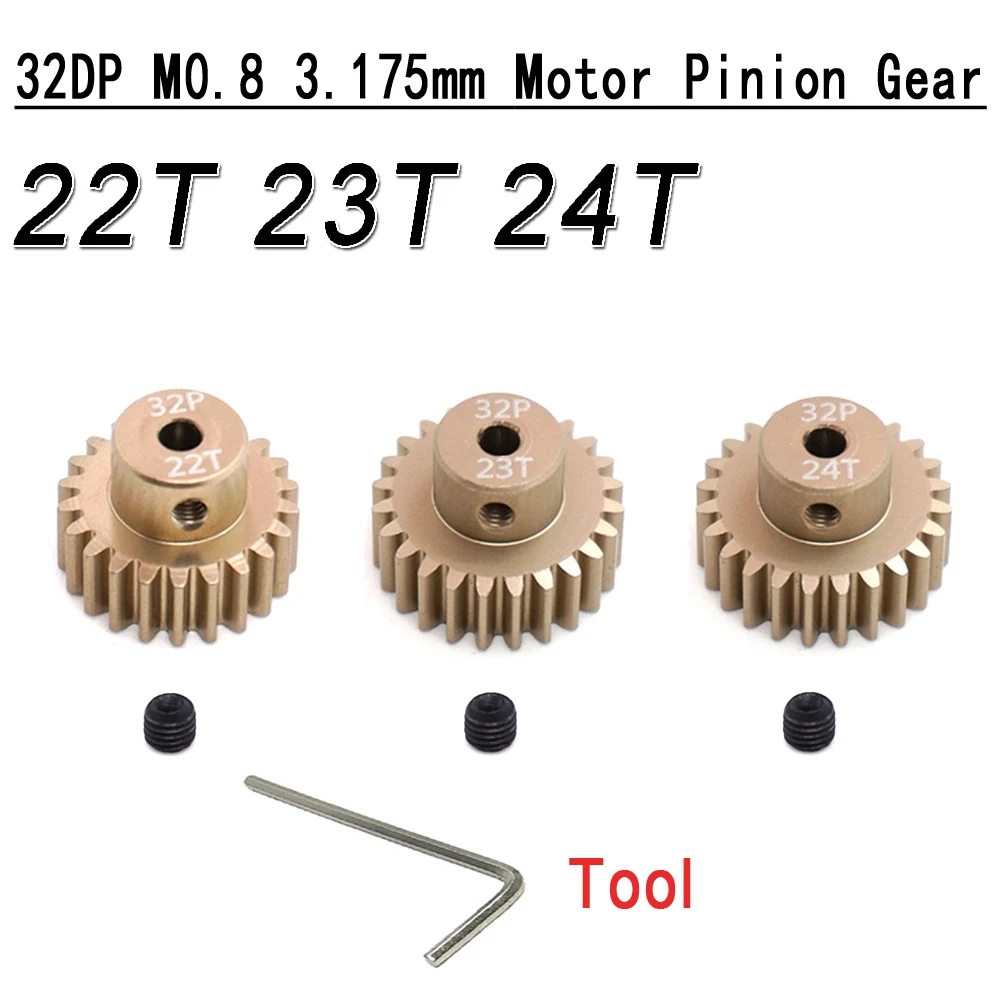 3 uds 32DP M0.8 12T-24T piñón de Motor de Metal eje de 3.175mm para 1/10 Traxxas Tamiya TRX4 RC Buggy Monster Truck Drift modelo de coche