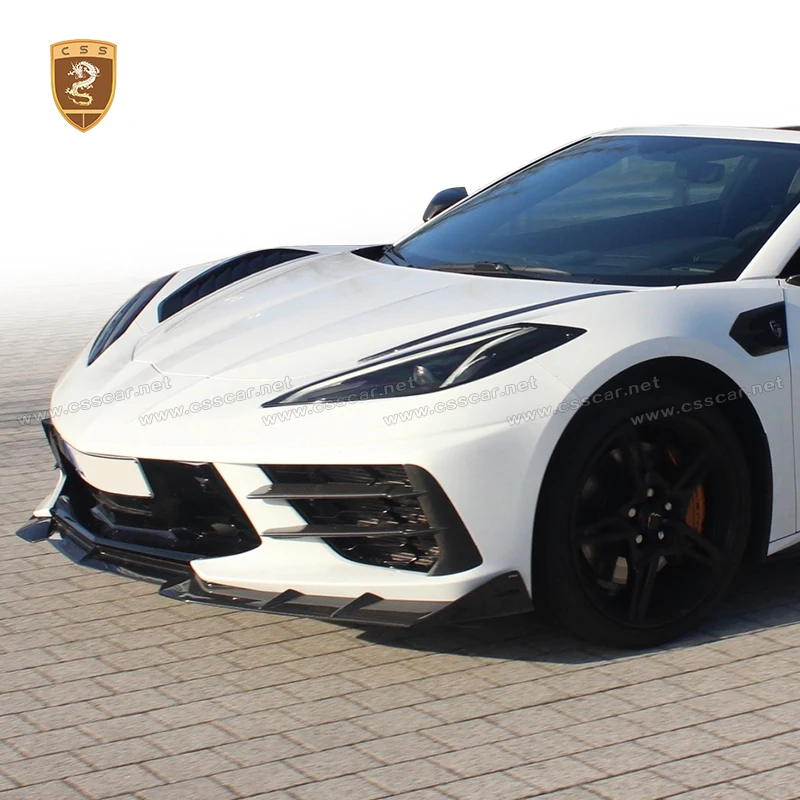 

Lar-te Style Car Front Lip For Chevrolet Corvette C8 Dry Carbon Fiber Lower Bumper Diffuser Lip Splitter Guard Panel Bodykits