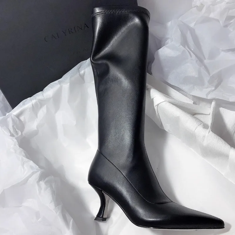 Autumn New Stiletto Fashion Boots Women's Pointed Toe Side Zipper Anti-Slip Wear-Resistant Tall Single Boots view 4