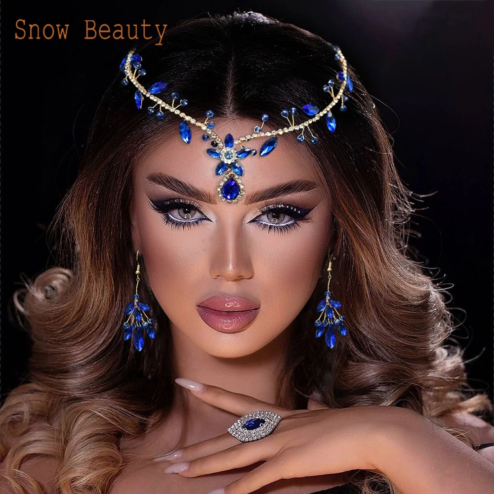 

DZ093 Bridal Headwear Set Wedding Crown Fashion Tiaras Earrings Sets Fashion Bridal Jewelry Hair Accessories Rhinestone Headband