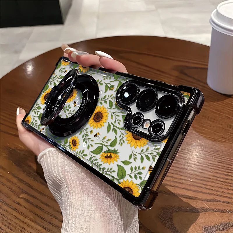Flower Pattern Phone Case For Samsung Galaxy A07 A06 A05S A04E A03S A02 A03 Core Plating Clear Four Corners Anti Drop Cover Capa