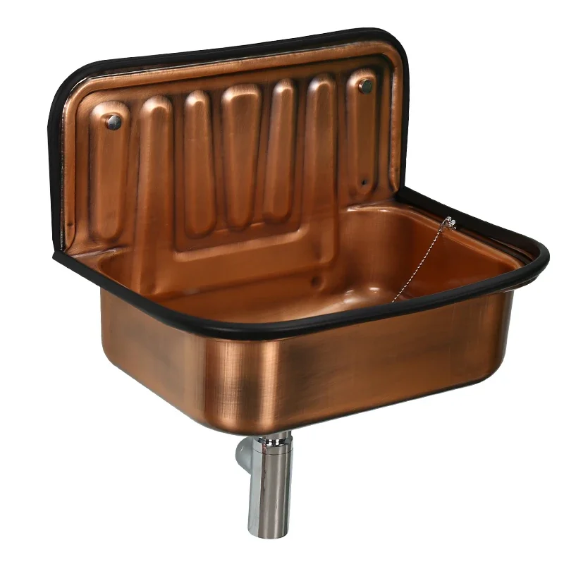 

European style sink, retro plated with red copper, nostalgic hanging basin, bathroom sink