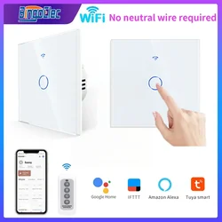 Commutateurs WiFi Smart Touch, 1, 2, 3, 4 gangs, panneau en verre RF433, pas de fil al melon, nous-mêmes avec Tuya Google Home, maison intelligente