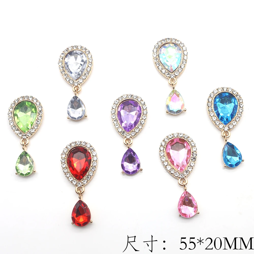 5Pcs/20 * 55MM Water Diamond Acrylic Droplet Pendant Flower Plate DIY Clothing Hair Accessories Decoration Accessories