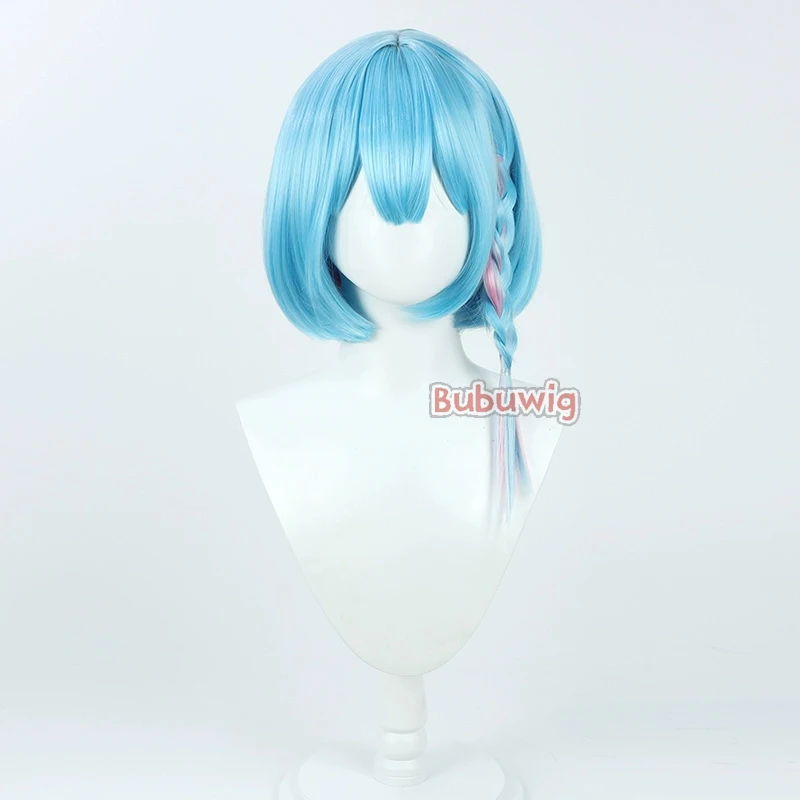 Bubuwig cabelo sintético arona cosplay perucas anime azul arquivo arona 45cm longo reto azul misturado rosa cos peruca resistente ao calor