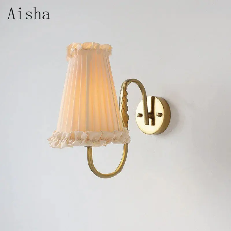 Retro Wheat Ear Tassel Wall Lamp French Bedroom Bedside Wall Sconces for Home Living Room Cloakroom Decorative Wall Lamp