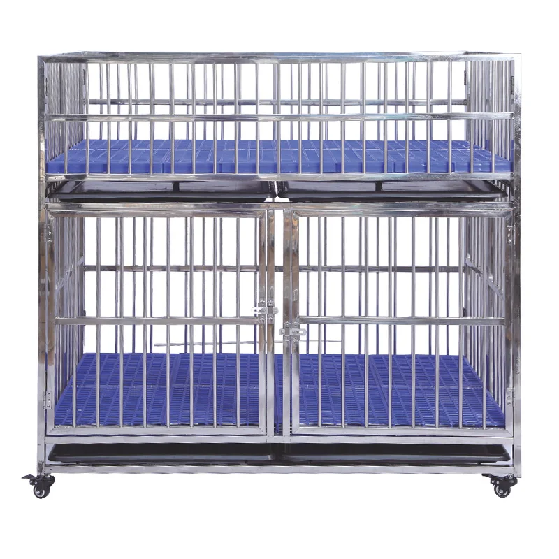 Large Outdoor Dog Cage Metal Kennels with Animal Pattern and Button Closure Plastic Tray Pallet