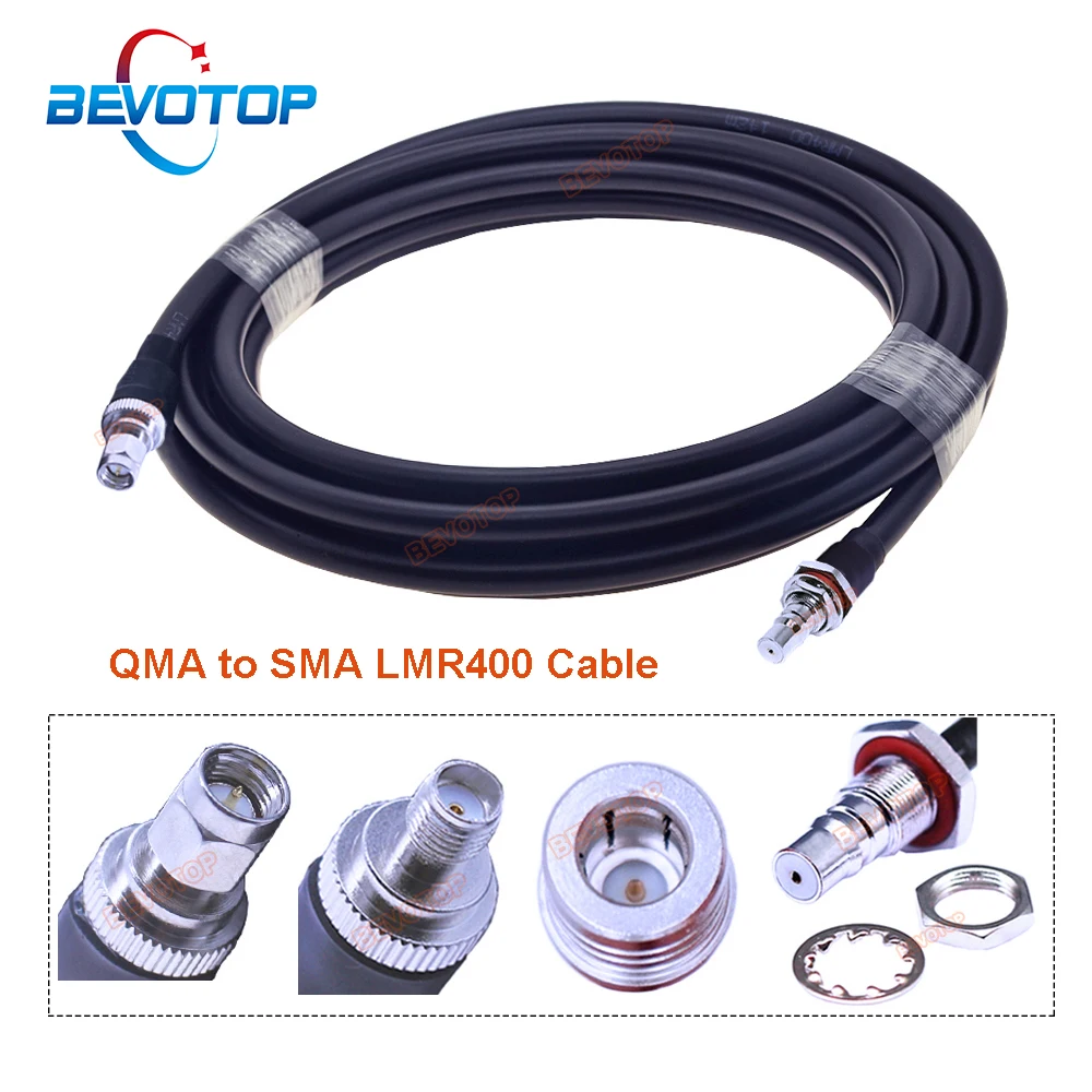 BEVOTOP LMR400 QMA to SMA Cable QMA Male / Female to SMA Male / Female Connector 50-7 50 Ohm Low Loss LMR-400 RF Coaxial Jumper